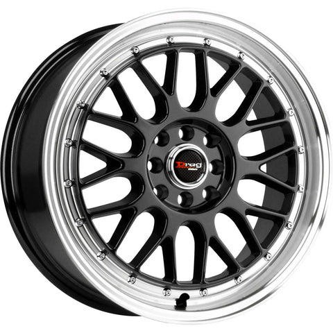 Drag Wheels DR44 Gloss Black w/ Machined Lip 15x7 | 4x100/4x114.3 (DR44157044073GB)