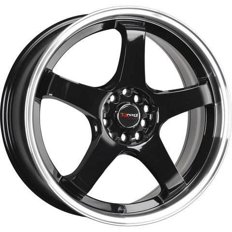 Drag Wheels DR63 Gloss Black w/ Machined Lip 17x7 | 5x100/5x114.3 (DR63177054073GB)