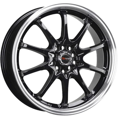 Drag Wheels DR9 Gloss Black w/ Machined Lip 17x7 | 4x100/4x114.3 (DR9177044073GB)