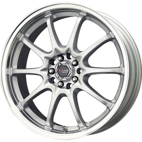 Drag Wheels DR9 Silver w/ Machined Lip 17x7 | 5x100/5x114.3 (DR9177054073S)
