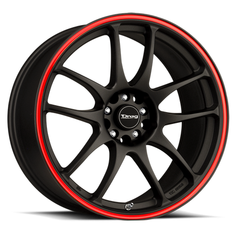 Drag Wheels DR31 Flat Black w/ Red Lip Stripe 17x8 | 5x100/5x114.3 (DR31178053573BFR1)