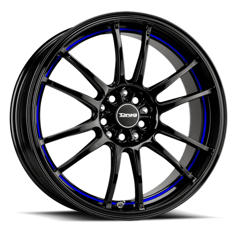 Drag Wheels DR38 Gloss Black w/ Blue Undercut 18x8 | 5x100/5x114.3 (DR38188054773GBBL1)