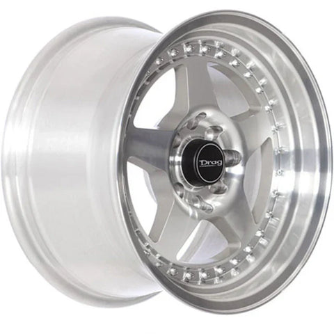 Drag Wheels DR57 Silver w/ Polished Lip 15x8.25 | 4x100/4x114.3 (DR57158204573M)