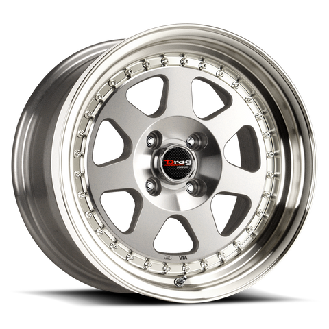 Drag Wheels DR27 Silver w/ Machined Spoke Faces & Lip 15x7 | 4x100 (DR27157264073M)
