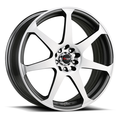 Drag Wheels DR33 Charcoal Gray w/ Machined Spoke Faces 17x7.5 | 5x100/5x114.3 (DR331775054573GMFM)