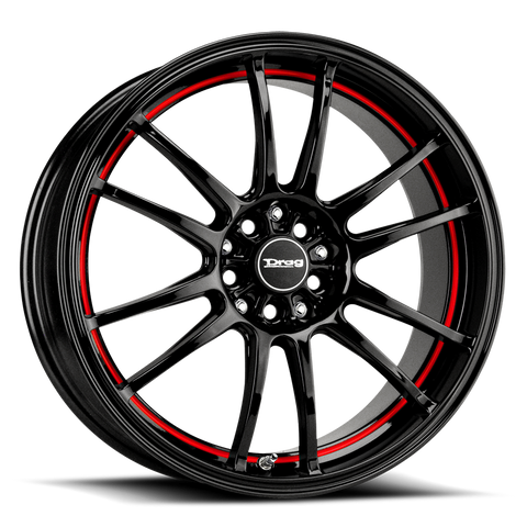Drag Wheels DR38 Gloss Black w/ Red Undercut 18x8 | 5x100/5x114.3 (DR38188053573GBR1)