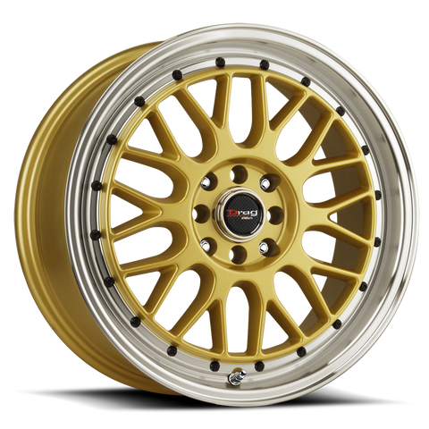 Drag Wheels DR44 Gold w/ Black Rivets & a Machined Lip 15x7 | 4x100/4x114.3 (DR44157044073GD)