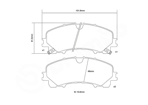 Brembo HP2 Pads - Front | 2014-2019 Infiniti Q50 & 2014-2018 Infiniti Q60  (07.D435.58)