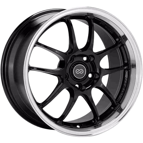 Enkei PF01 Black w/ Machined Lip 17x9 | 5x114.3 (460-790-6535BKM)