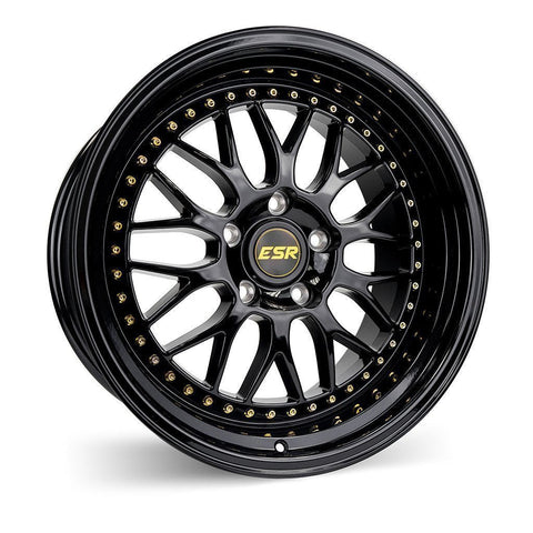 ESR Wheels SR01 Gloss Black w/ Chrome Rivets 19x9.5 | 5x120 (99552035 SR01GBLK)