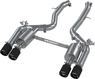 MBRP Stainless Steel 3" Resonator-Back - Quad Outlet w/ Carbon Fiber Tips | 2019-2021 BMW M2 (S45023CF)