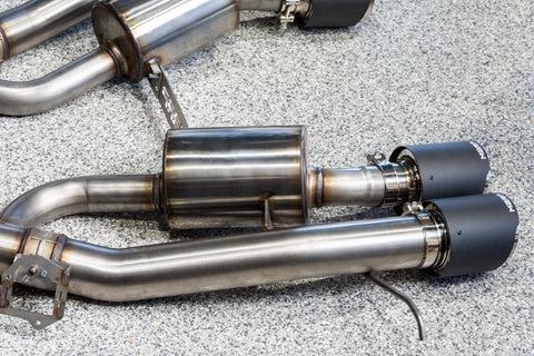 MBRP Stainless Steel 3" Axle-Back - Quad Outlet w/ Carbon Fiber Tips | 2021-2024 BMW M3 / M4 (S45033CF)