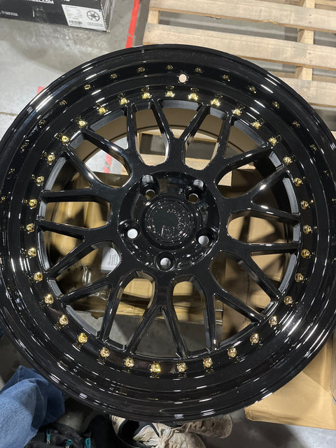 AodHan Wheels AH02 Gloss Black w/ Gold Rivets 18x8.5 | 5x114.3 (AH021885511435GB) - Return