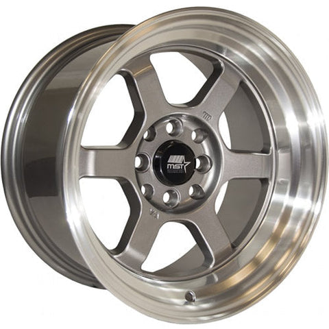 MST Wheels Time Attack Gunmetal Gray w/ Machined Lip 15x8 | 4x100/4x114.3 (01T-5816-0-GNML)