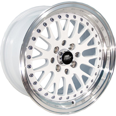 MST Wheels MT10 White w/ Machined Lip 15x8 | 4x100/4x114.3 (10-5816-25-WHTL)