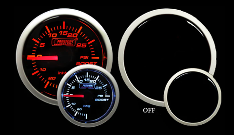 Prosport Performance 52mm (2-1/16) Amber / White Mechanical Boost Gauge | 216BFWABOSM.PSI