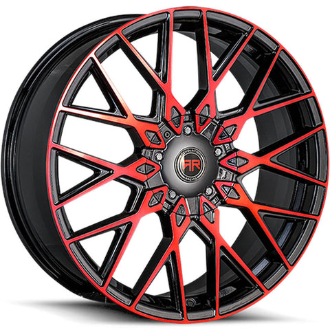 Revolution Racing R24 Gloss Black w/ Red Spoke Faces and Outer Lip 20x8 | 5x100/5x114.3 (RR24-20851014+40BR)