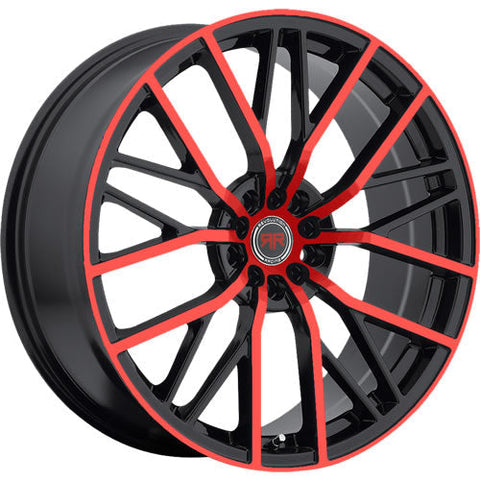 Revolution Racing RR07 Black w/ Red Spoke Faces and Outer Lip 20x8 | 5x115/5x120 (RR07-2085115120+40BR)