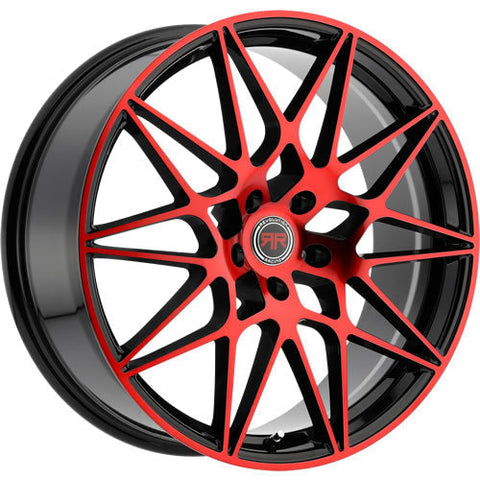Revolution Racing RR11 Black w/ Red Spoke Faces and Outer Lip 18x8 | 5x114.3 (RR11-18851143+40BR)