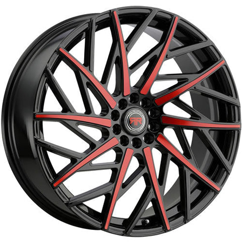 Revolution Racing RR21 Black w/ Red Spoke Accents 18x8 | 5x110/5x114.3 (RR21-18851014+40BR)