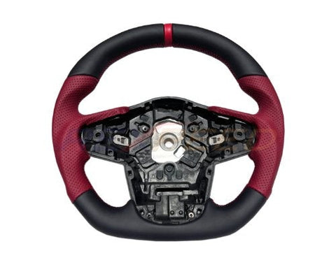 Rexpeed Gloss Carbon Fiber Red Leather Steering Wheel | 2020-2026 Toyota Supra (TS47R)