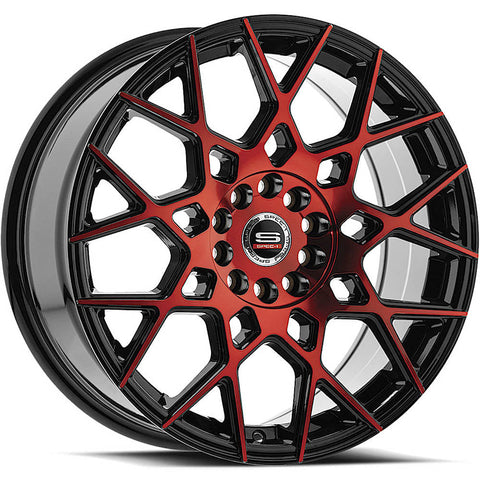 Spec-1 Wheels SP-52 Gloss Black w/ Red Machined Spoke Faces 20x8.5 | 5x114.3/5x120 (SP-5220853838GBR)