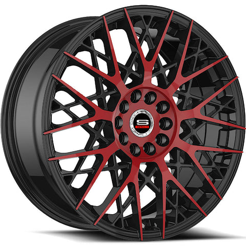 Spec-1 Wheels SP-53 Gloss Black w/ Red Machined Spoke Faces 17x7.5 | 4x100/4x114.3 (SP-531775942GBR)
