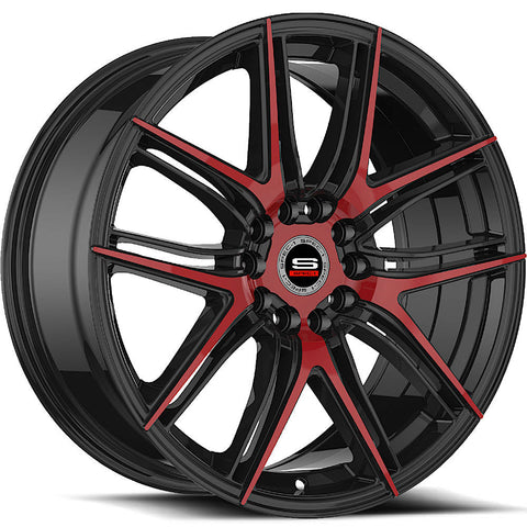 Spec-1 Wheels SP-56 Gloss Black w/ Red Machined Spoke Faces 17x7.5 | 5x100/5x114.3 (SP-5617752342GBR)