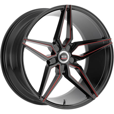 Spec-1 Wheels SPM-81 Gloss Black w/ Red Inner Spoke Edges 22x9 | Blank (SPM8122904032GBRL)