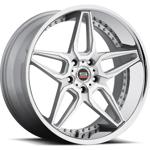 Spec-1 Wheels SSL-301 Silver w/ Chrome Stainless Steel Lip 22x9 | 5x114.3 (A0076-229051143+38SM)