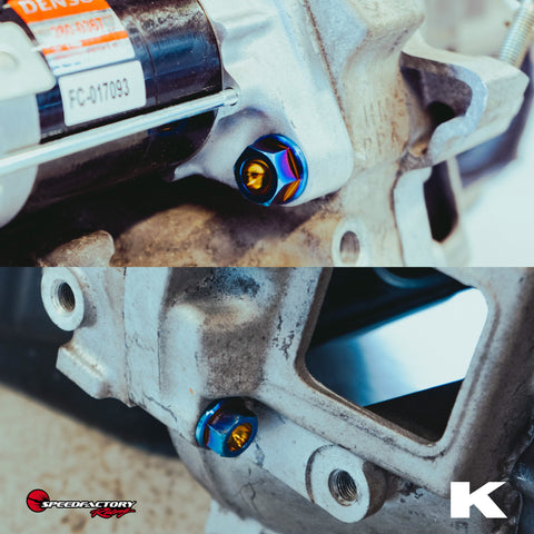 SpeedFactory Racing Titanium Transmission to Engine Bolt Kits | 2002-2006 Acura RSX Type-S, 1990-2001 Acura Integra, and 2006-2015 Honda Civic Si (SF-02-075-B/D-M12)