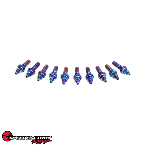 SpeedFactory Racing Titanium M8 x 1.25mm x 45mm Intake/Exhaust Manifold Stud Kit w/ 6-Point Nuts - 10pc. (SF-02-061-6)