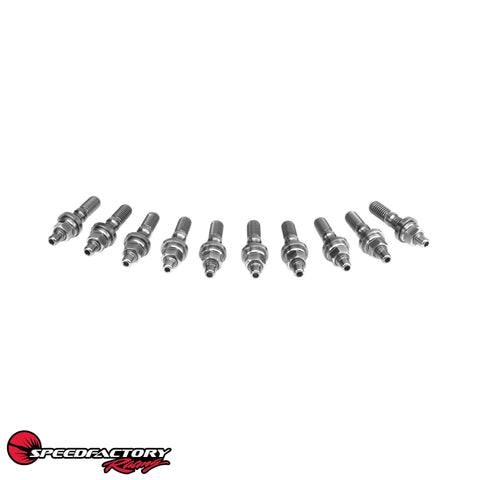 SpeedFactory Racing Titanium M8 x 1.25mm x 45mm Intake/Exhaust Manifold Stud Kit w/ 6-Point Nuts - 10pc. (SF-02-061-6)