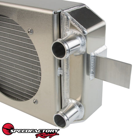 SpeedFactory Racing Aluminum Tucked Radiator | 1994-2001 Acura Integra, 2000-2009 Honda S2000, and 1992-2000 Honda Civic (SF-06-031)