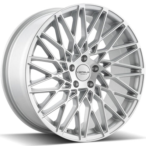 Versus Racing VS001 Silver w/Machined Spoke Faces and Outer Lip Ring 20x8.5 | 5x112 (VS00120855112+35SMF)