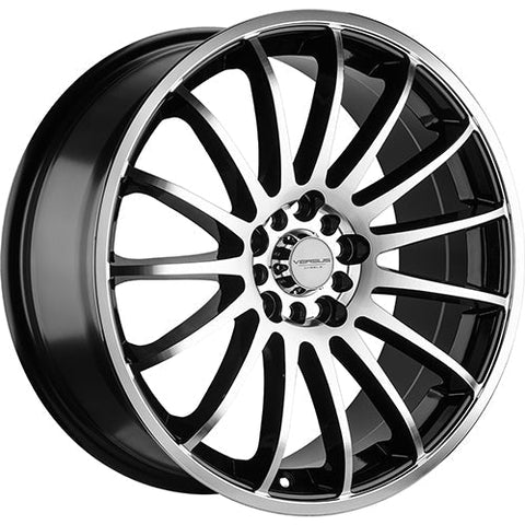Versus Racing VS162 Black w/Machined Spoke Faces and Outer Lip Ring 18x7.5 | 5x100/5x114.3 (VS162187510H+40BMF)
