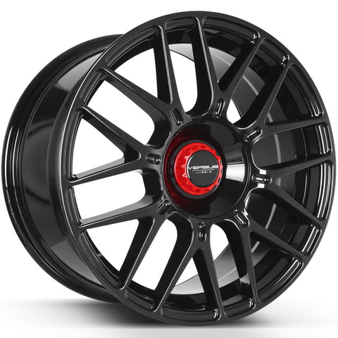 Versus Racing VS22 Black w/Red Center 18x8.5 | 5x100/5x114.3 (VS22188510H/114.3+35BLACK/RED)