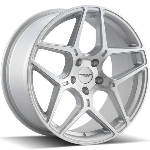 Versus Racing VS23 Silver w/Machined Spoke Faces and Outer Lip Ring 18x8.5 | 5x120 (VS2318855120+38SMF)