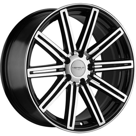 Versus Racing VS170 Black w/Machined Spoke Faces and Outer Lip Ring 18x8 | 5x112 (VS1701885112+35BMF)