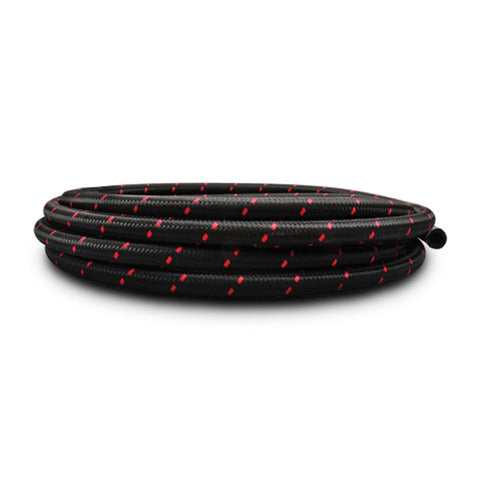Vibrant -4 AN Two-Tone Black/Red Nylon Braided Flex Hose - 2 foot roll (11954R)