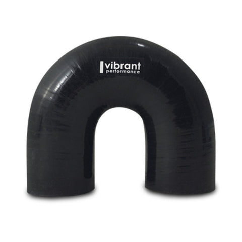 Vibrant 4 Ply Reinforced Silicone Elbow Connector - 1.25in ID x 5.50in Leg 180 Deg Elbow - Black (19656)
