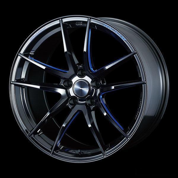 タイヤ・ホイール Weds Sport RN-55M WedsSport RN-55M Gloss Black with Blue Milled Spoke Accents 18x7.5