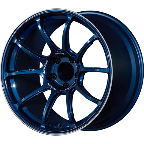 Advan Racing RZ-F2 5x114.3 Bolt 0 Hub 18" Size Wheels in Titanium Blue with a Machined Outer Lip Ring
