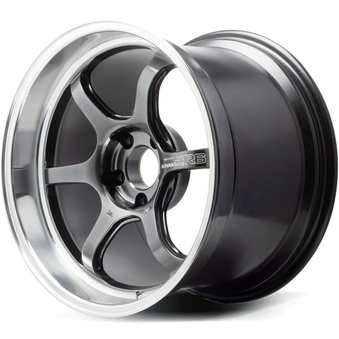 Advan Racing R6 5x114.3 Bolt 73.1 Hub 18" Size Wheels in Racing Hyperblack with a Machined Lip