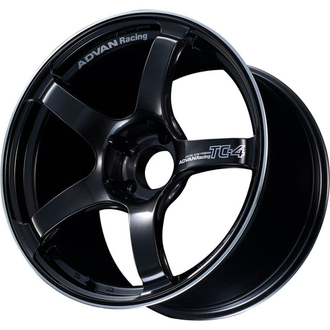 Advan Racing TC4 5x114.3 Bolt 0 Hub 17" Size Wheels in Black Metallic Gunmetal with a Machined Outer Lip Ring