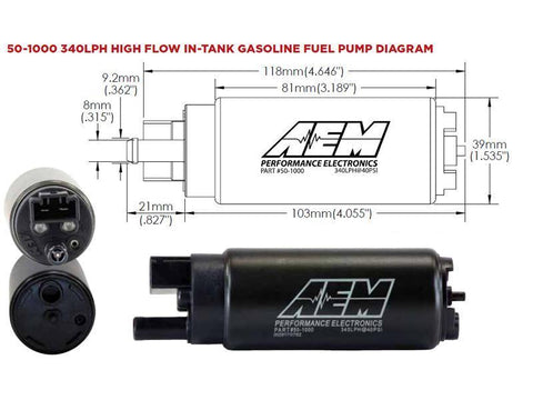 AEM High Flow In-Tank Fuel Pump - 340LPH (50-1000)