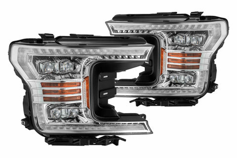 AlphaRex ARex Nova LED Heads - Matte Black / Chrome - Set | Ford F150: 2018-2020 (880182)