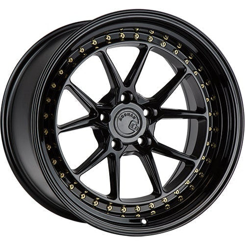 AodHan Wheels DS08 Gloss Black w/ Gold Rivets 18x10.5 | 5x114.3 (DS818105511422GB)