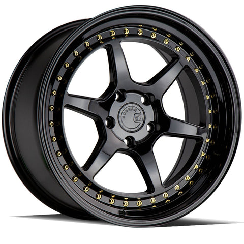 AodHan Wheels DS09 Gloss Black w/ Gold Rivets 18x9.5 | 5x100 (DS91895510035GB)