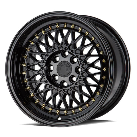 AodHan Wheels AH05 Black w/ Gold Rivets 15x8 | 4x100/4x114.3 (AH0515804100114320FB)